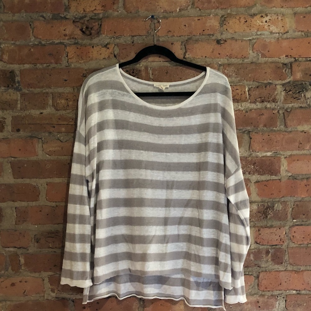 Eileen Fisher Brown and Creme Striped Sweater